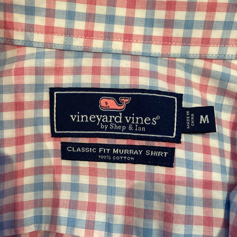 Vineyard Vines Classic Fit Murray Pink & Blue  Button Down Shirt Medium